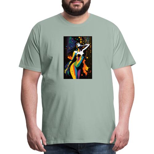 Vibing in the Night - Colorful Minimal Portrait - Men's Premium T-Shirt