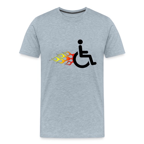 Wheelchair with flames, wheelchair humor, rollers - Men's Premium T-Shirt