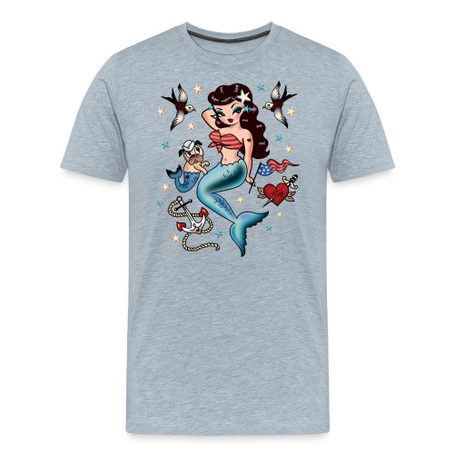 Tattoo Flash Pinup Mermaid - Men's Premium T-Shirt