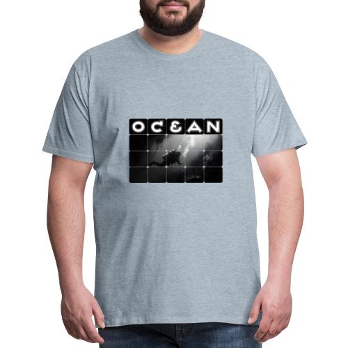 Ocean: Monochrome descent of a scuba diver - Men's Premium T-Shirt