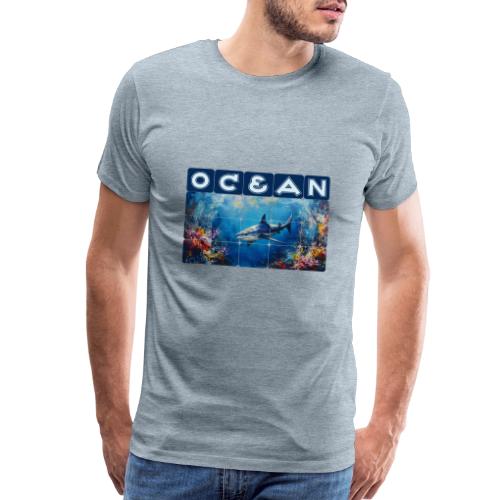 Ocean: Synthwave Shark - Men's Premium T-Shirt