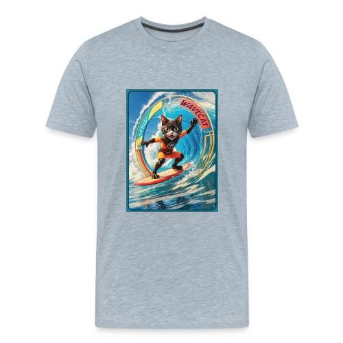 Wavecat Surfing A Wave Portal - Men's Premium T-Shirt