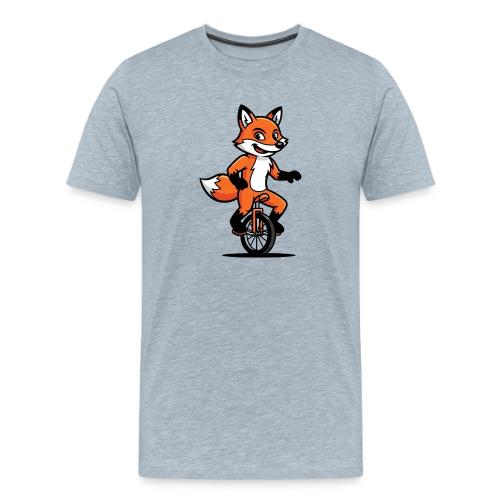 Unicycle Fox Cartoon - Men's Premium T-Shirt