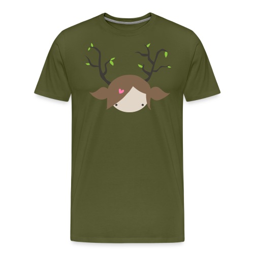 RiotPanda - Deer Girl with White/Green Heart Logo - Men's Premium T-Shirt