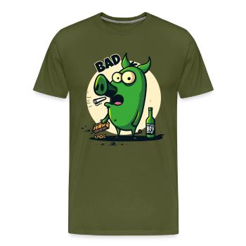 Bad Boy Pig - Men's Premium T-Shirt - olive green - Front - Liam (192cm)
