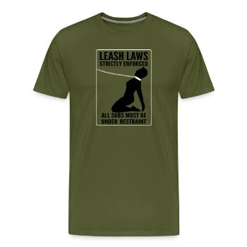 Leash Law Enforced - Men's Premium T-Shirt - olive green - Front - Liam (192cm)