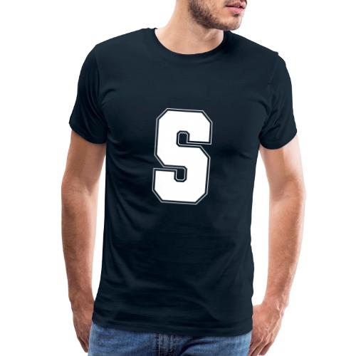 White Letter S – Varsity Alphabet Monogram - Men's Premium T-Shirt
