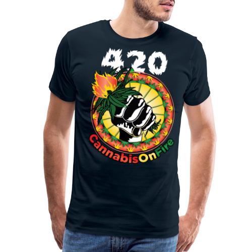 Whimsical 420 OnFire Time Weed Marijuana Design - Men's Premium T-Shirt