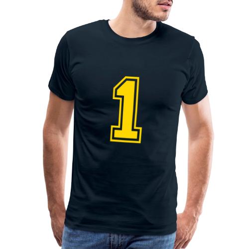 Number 1 in a classic athletic collegiate font - Men's Premium T-Shirt