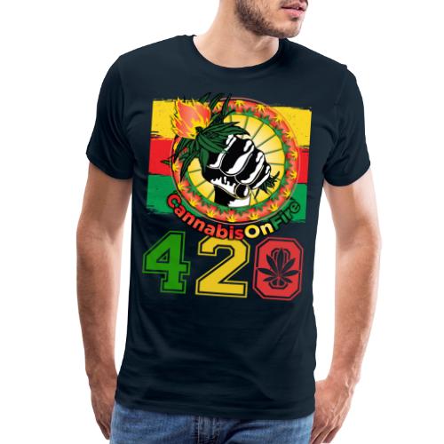 Antic 420 OnFire Herb Weed Marijuana Design - Men's Premium T-Shirt