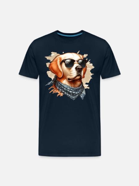 Golden Retriver Art - Men's Premium T-Shirt - deep navy