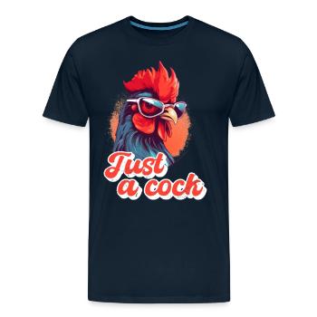 Just a cock - Funny Retro Rooster T-shirt - Men's Premium T-Shirt - deep navy - Front - Liam (192cm)