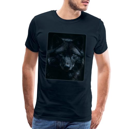 Black Wolf Intense Eyes Portrait Design - Men's Premium T-Shirt