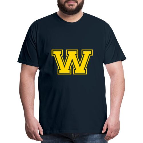Letter W – Capital Athletic Alphabet Monogram - Men's Premium T-Shirt