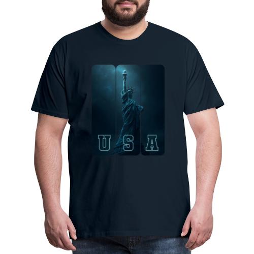 Neon Liberty USA Triptych - Men's Premium T-Shirt