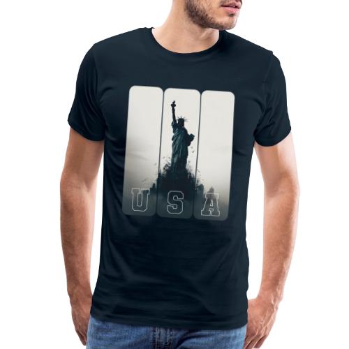 USA: Liberty Rising Over Manhattan - Men's Premium T-Shirt
