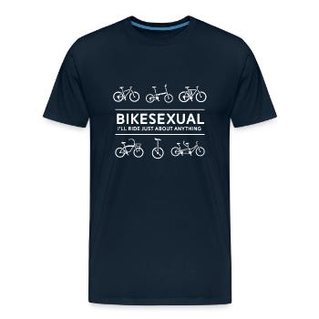 Bikesexual Cyclist Bicycle Biking Bike Cycling - Men's Premium T-Shirt - deep navy - Front - Liam (192cm)