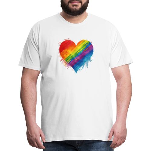 Watercolor Rainbow Pride Heart - LGBTQ LGBT Pride - Men's Premium T-Shirt