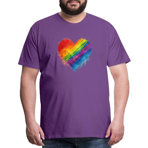 Watercolor Rainbow Pride Heart - LGBTQ LGBT Pride - Men's Premium T-Shirt