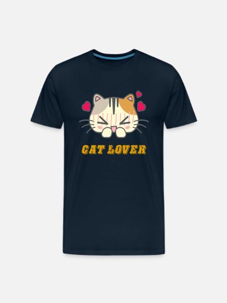 Lovely Cat Face - Men's Premium T-Shirt - deep navy