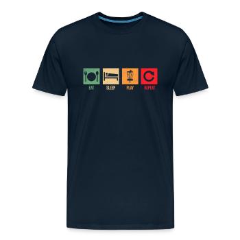 Disc Golf - Men's Premium T-Shirt - deep navy - Front - Liam (192cm)