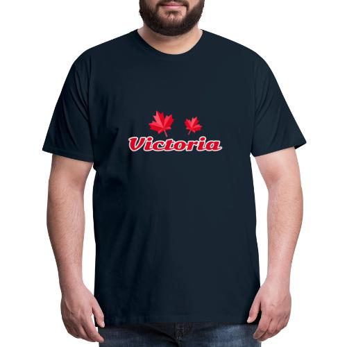 Victoria with two red maple leaves - Men's Premium T-Shirt