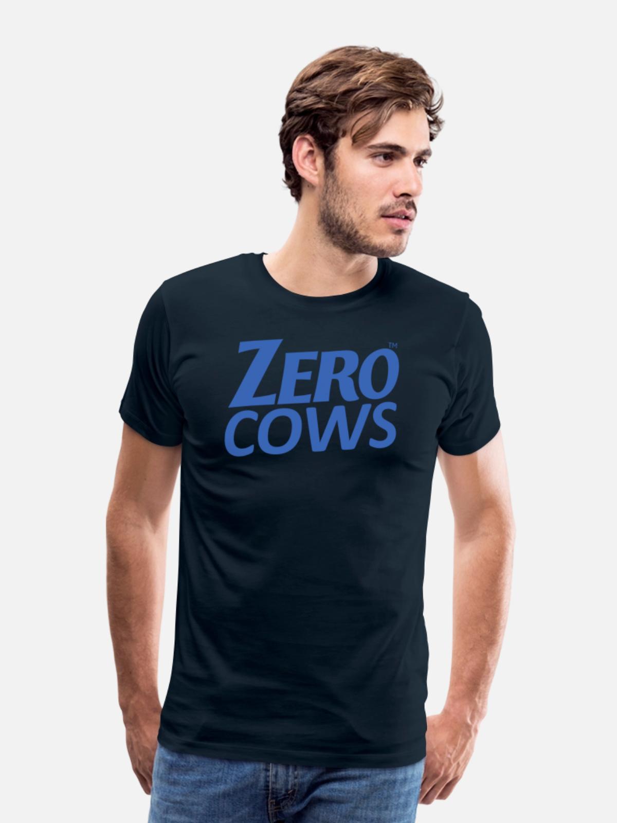 ZERO COWS - Men's Premium T-Shirt - deep navy - Front - Liam (192cm)