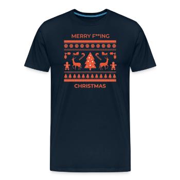 merry f***ing christmas - Men's Premium T-Shirt - deep navy - Front - Liam (192cm)