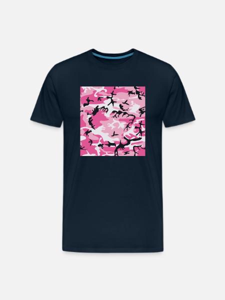 Pink Camo Camouflage - Men's Premium T-Shirt - deep navy