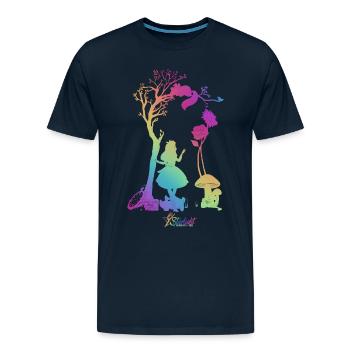 Alice In Wonderland Rainbow with Starlight Logo - Men's Premium T-Shirt - deep navy - Front - Liam (192cm)