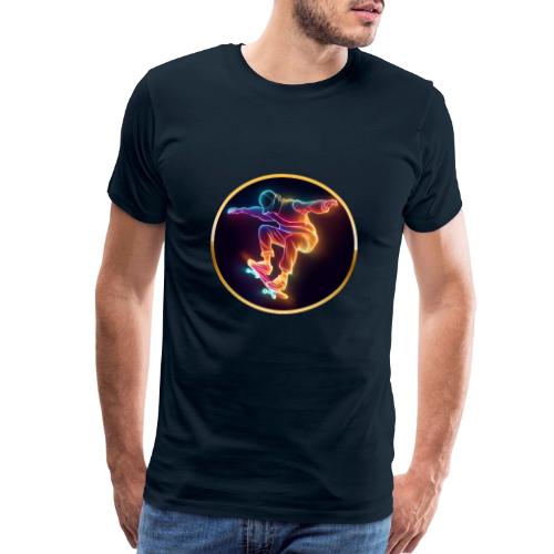 Skateboarding: Midnight Neon Skater - Men's Premium T-Shirt