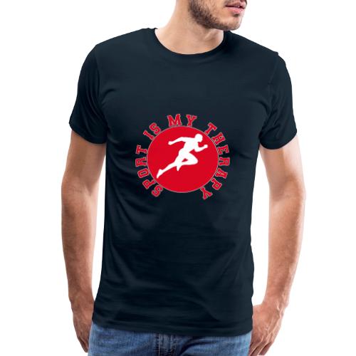 Sport Is My Therapy – Running Motivation Badge - Men's Premium T-Shirt