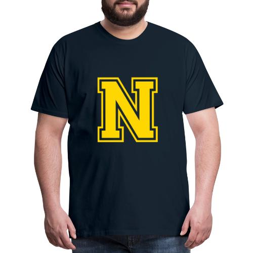 Letter N – Capital Athletic Alphabet Monogram - Men's Premium T-Shirt
