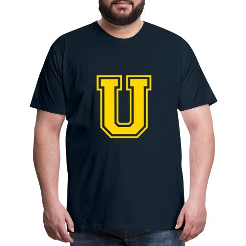 Letter U – Capital Athletic Alphabet Monogram - Men's Premium T-Shirt
