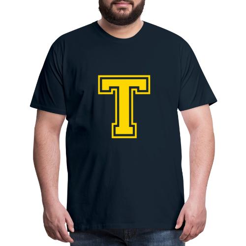 Letter T – Capital Athletic Alphabet Monogram - Men's Premium T-Shirt