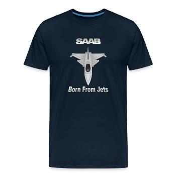 Saab Born from Jets - Men's Premium T-Shirt - deep navy - Front - Liam (192cm)
