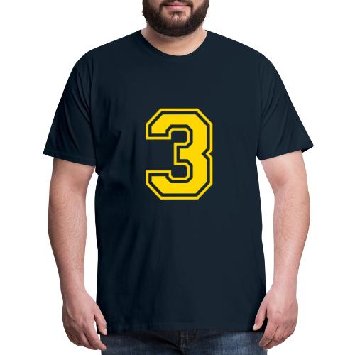 Number 3 in a classic athletic collegiate font - Men's Premium T-Shirt