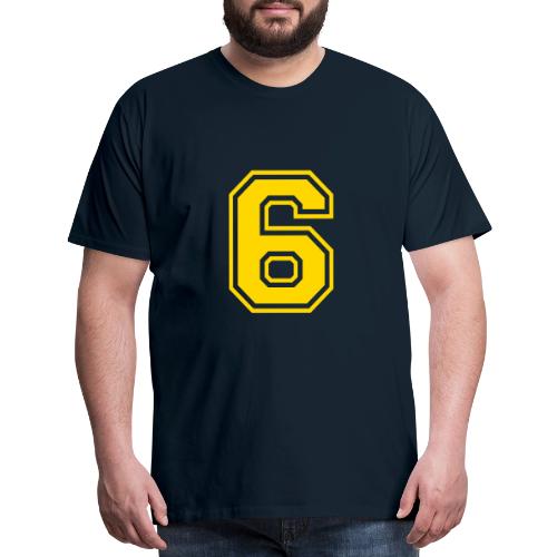 Number 6 in a classic athletic collegiate font - Men's Premium T-Shirt