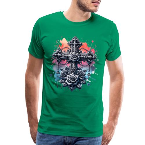 Gothic Collection - Crosses Roses Pastel B/ground - Men's Premium T-Shirt