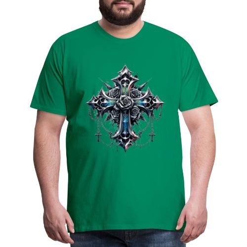 Gothic Crosses - 4 point with Roses - Men's Premium T-Shirt