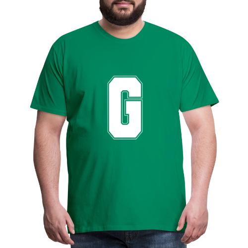 White Letter G – Varsity Alphabet Monogram - Men's Premium T-Shirt