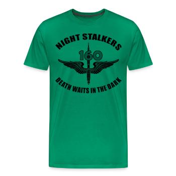 160th SOAR - Death Waits - Men's Premium T-Shirt - kelly green - Front - Liam (192cm)