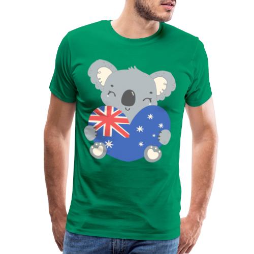 Australia Day Collection - Koala with Heart Flag - Men's Premium T-Shirt