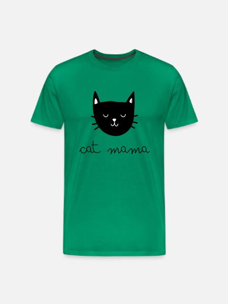 Black Cat Face - Men's Premium T-Shirt - kelly green