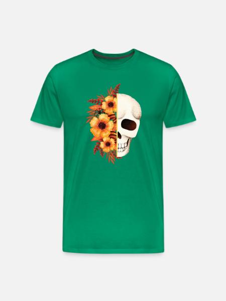 Floral Skull Split - Men's Premium T-Shirt - kelly green
