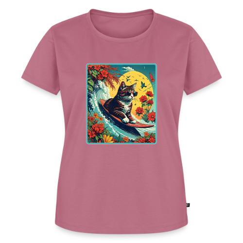 Kitten Surfing In Flowers - Women's Premium T-Shirt