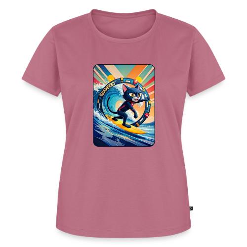 Wavecat Surfing A Rainbow Sunrise - Women's Premium T-Shirt