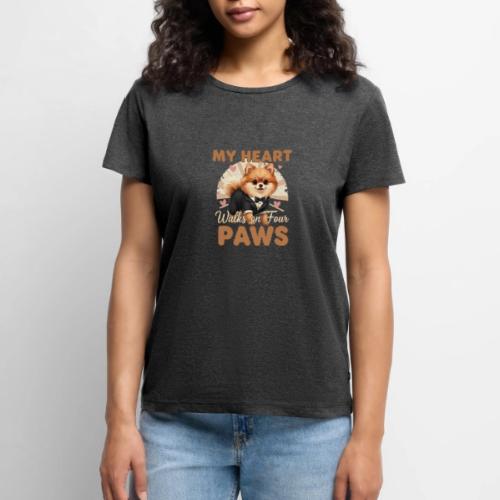 My Heart Walks on Four Paws – Pomeranian tee - Women's Premium T-Shirt