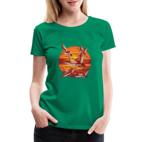 Japanese Cranes Migrating: Travel & Journey - Women's Premium T-Shirt