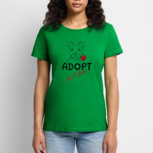 Retro Adopt Dont Shop Cute Puppy Rose Tee - Women's Premium T-Shirt